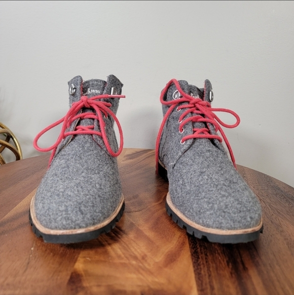 Woolrich Gray Wool Ankle Boots with Red Laces Women's Size 6 Retro Vibes Hiking - Picture 4 of 15